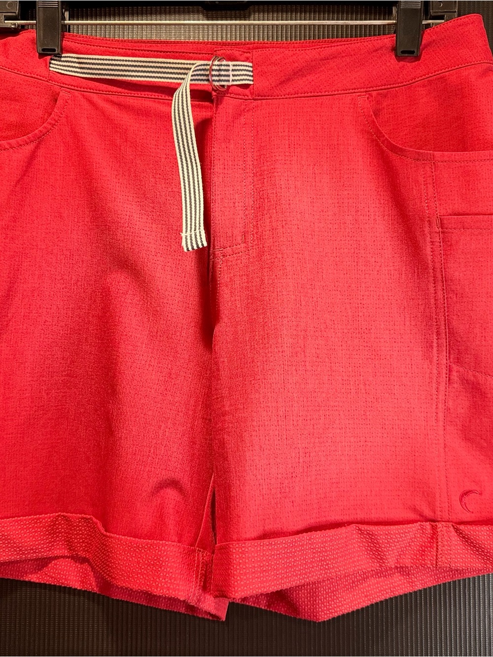 ZYIA Men's Red Athletic Shorts with Striped Drawstring